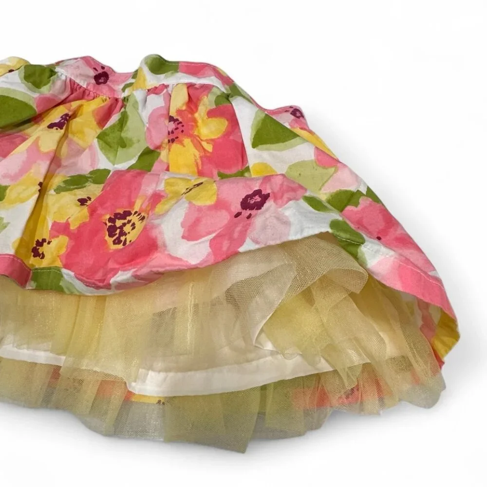 Gymboree Floral Tulle SKIRT Size 4T Pink Yellow